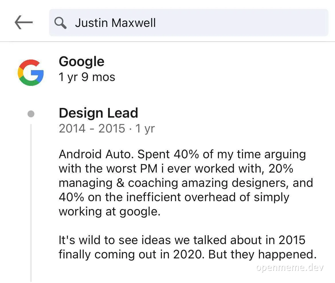 google design lead experience
