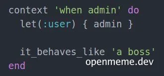 code snippet with admin behavior joke