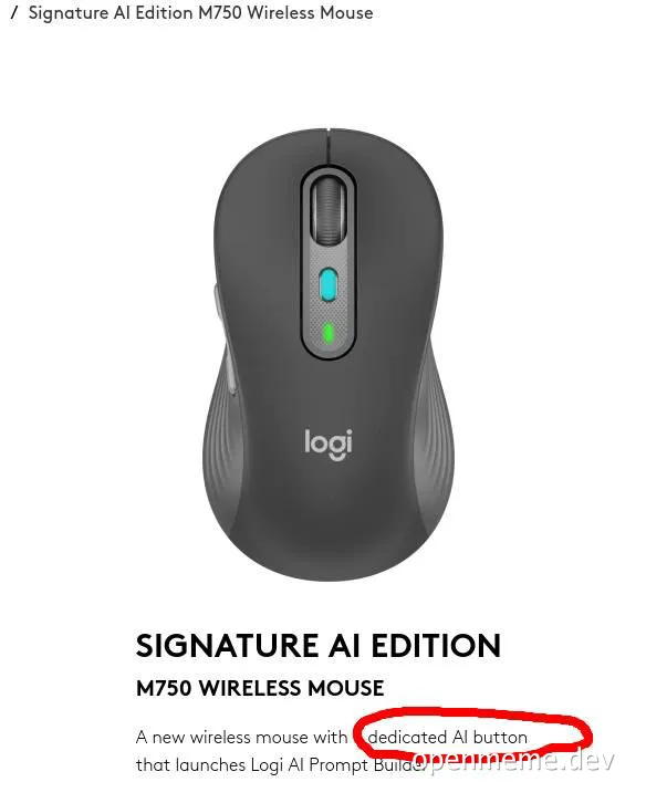 Signature AI Edition M750 Wireless Mouse with dedicated AI button