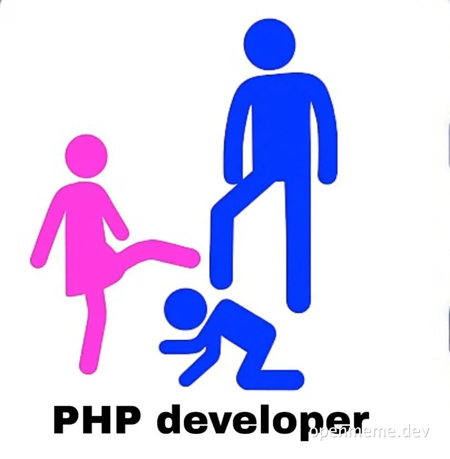 PHP developer meme with stick figures