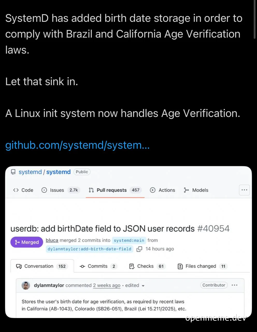 SystemD age verification meme