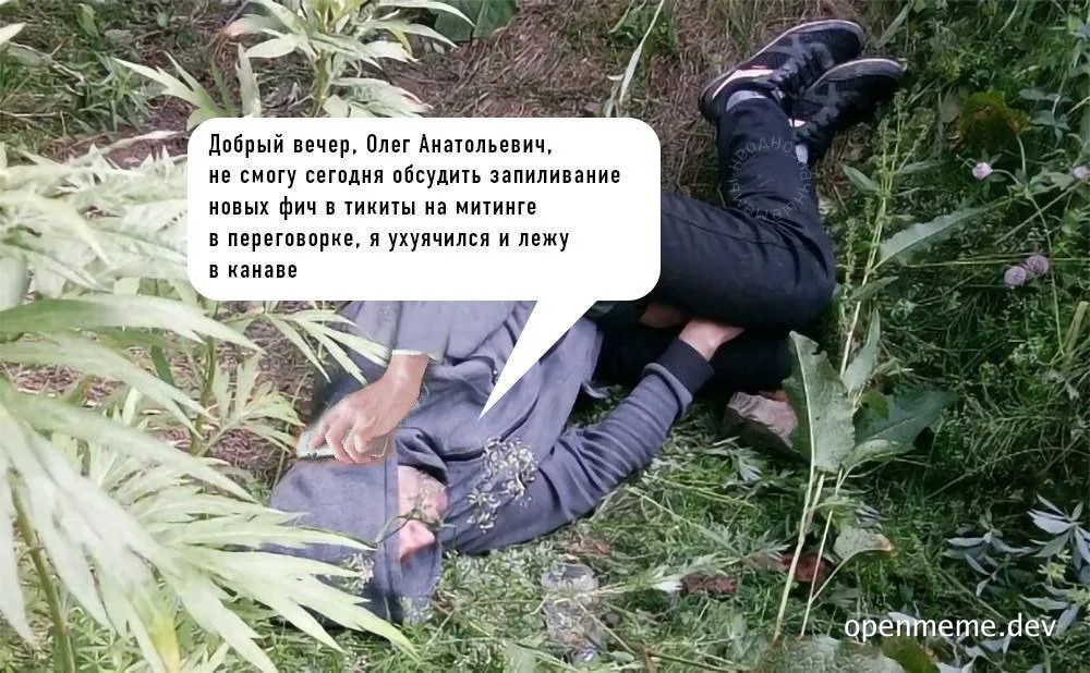 Man lying in grass with speech bubble