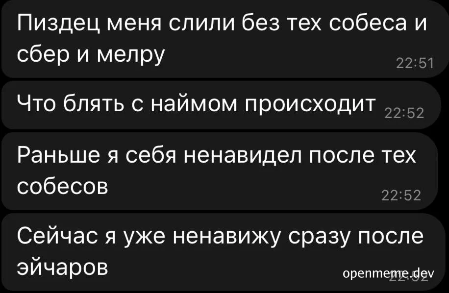 russian text screenshot about job interview frustration