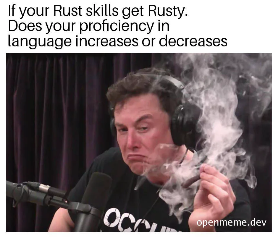 Elon Musk in a confused expression while smoking, wearing headphones and a black t-shirt with white text, in front of microphones