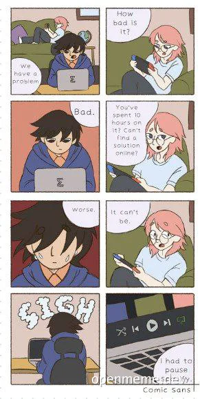 Comic strip about a frustrating coding problem