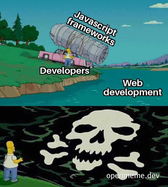 Simpsons meme about Javascript frameworks