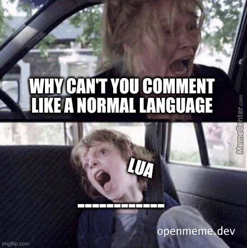 frustrated developer reaction to lua comments