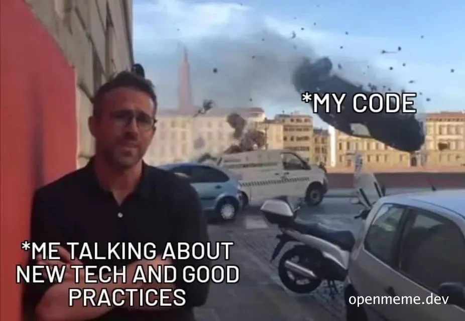 humorous meme about developer struggling with code