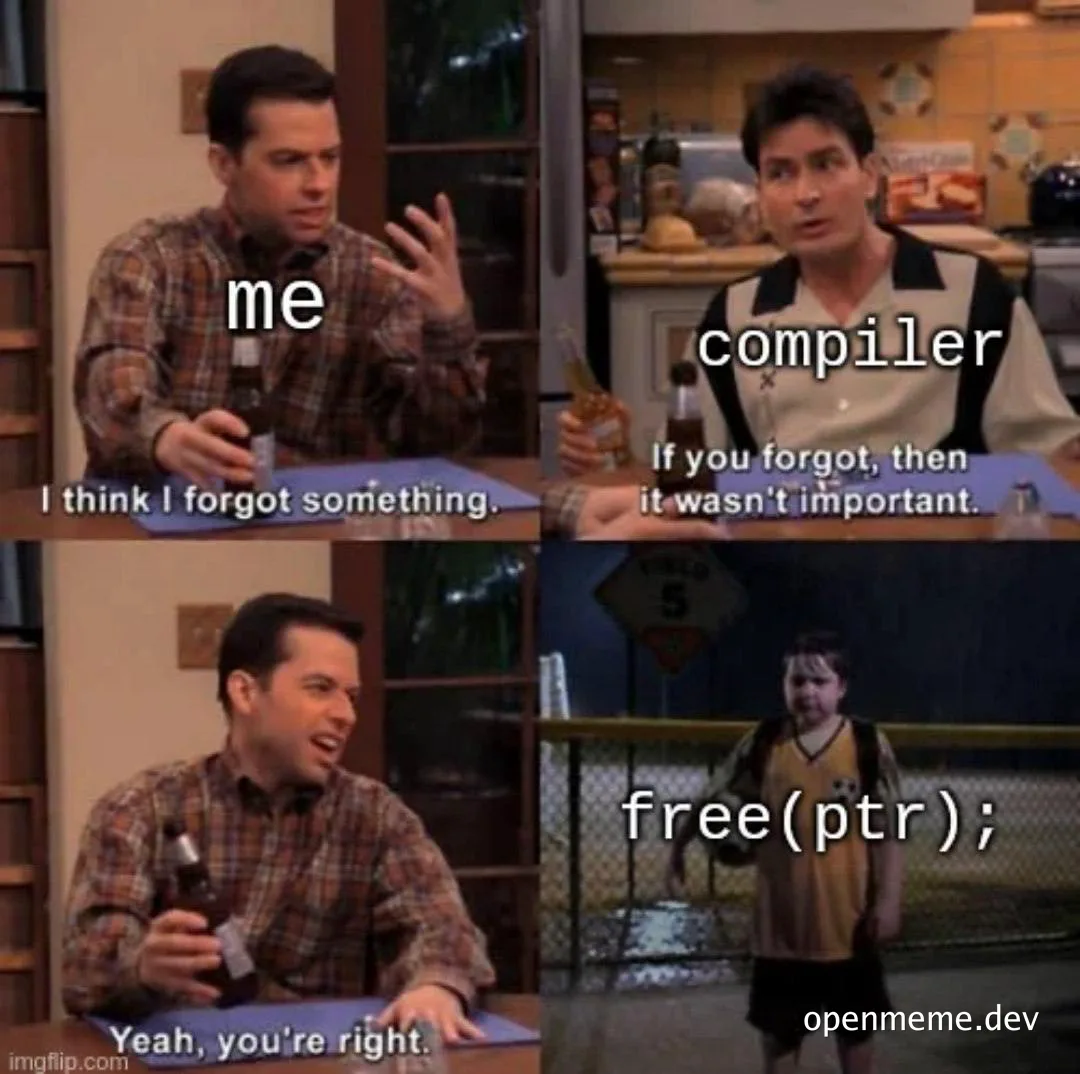 programmer meme about compiler and memory management
