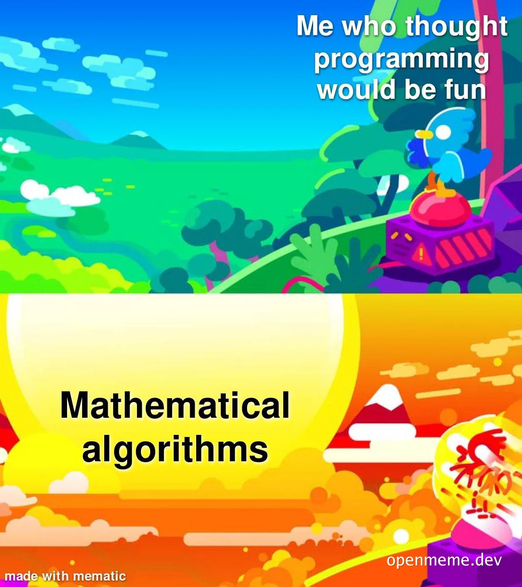 a cartoon meme about programming being hard