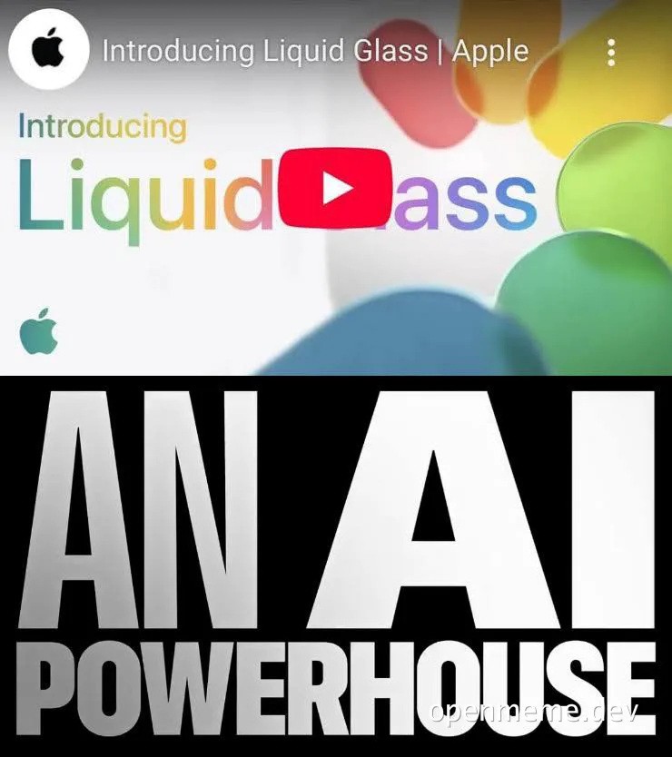 Apple Introducing Liquid Glass with the text An AI Powerhouse