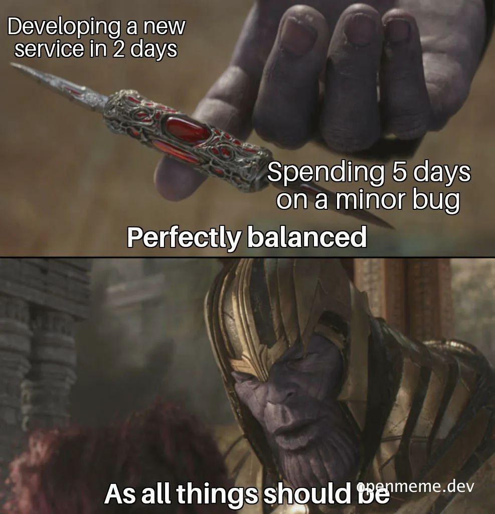 thanos meme about developer life balance