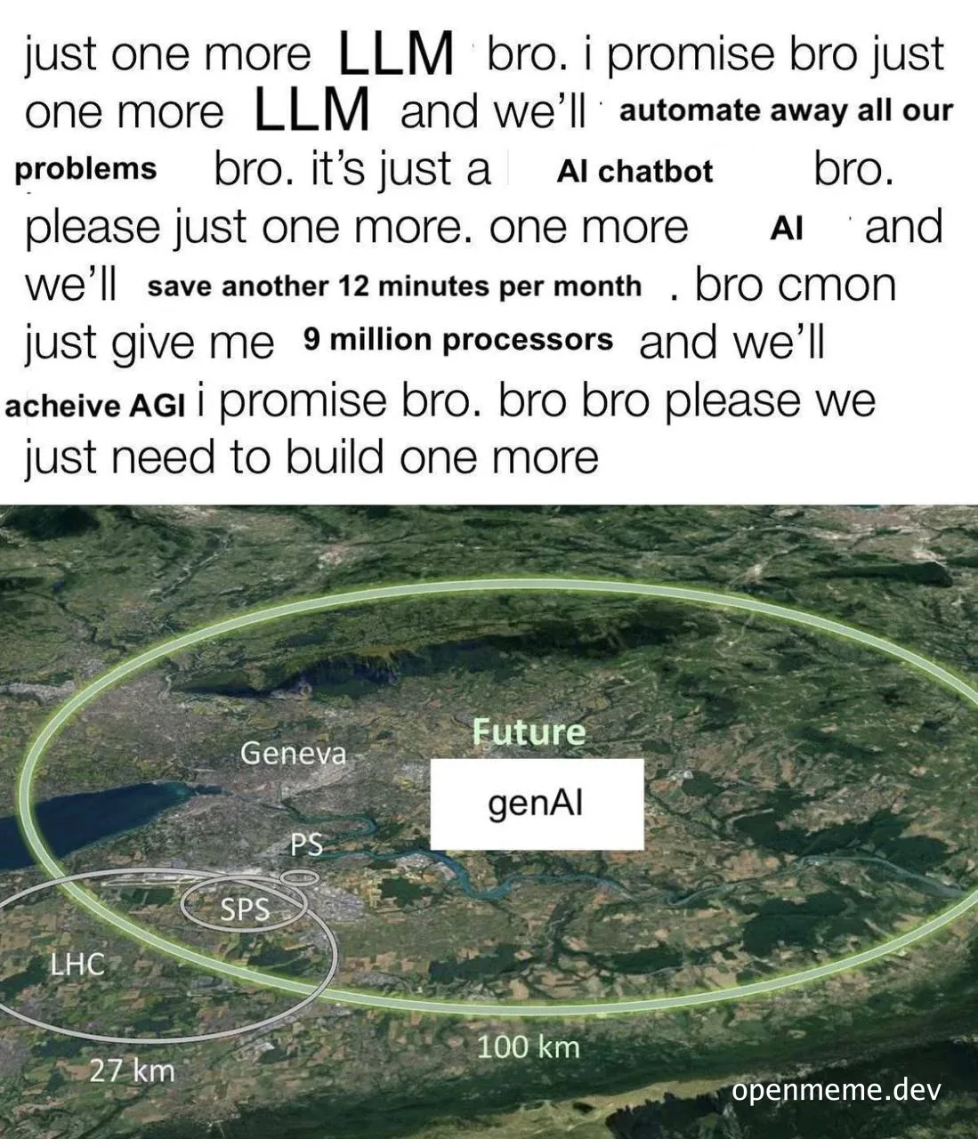 meme about ai development and large language models