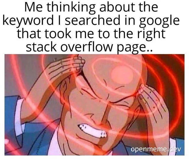 Relieved cartoon character with hands on head and red laser beams