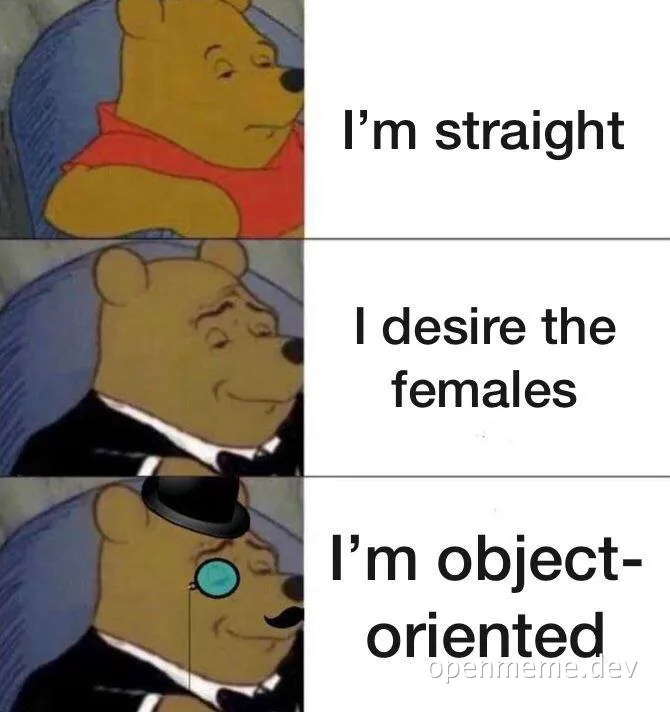 Winnie the Pooh meme about object-oriented programming