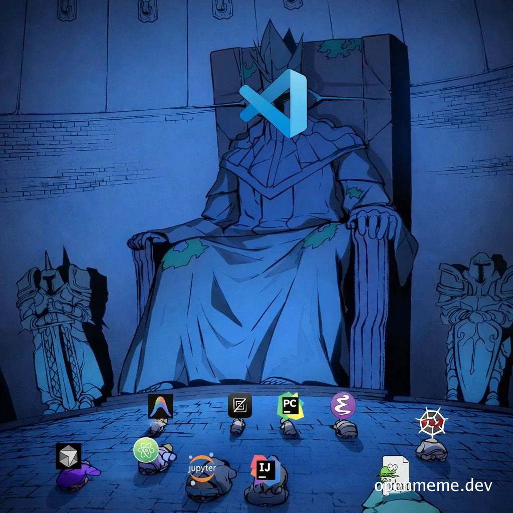 King sitting on a throne with various software icons bowing to him