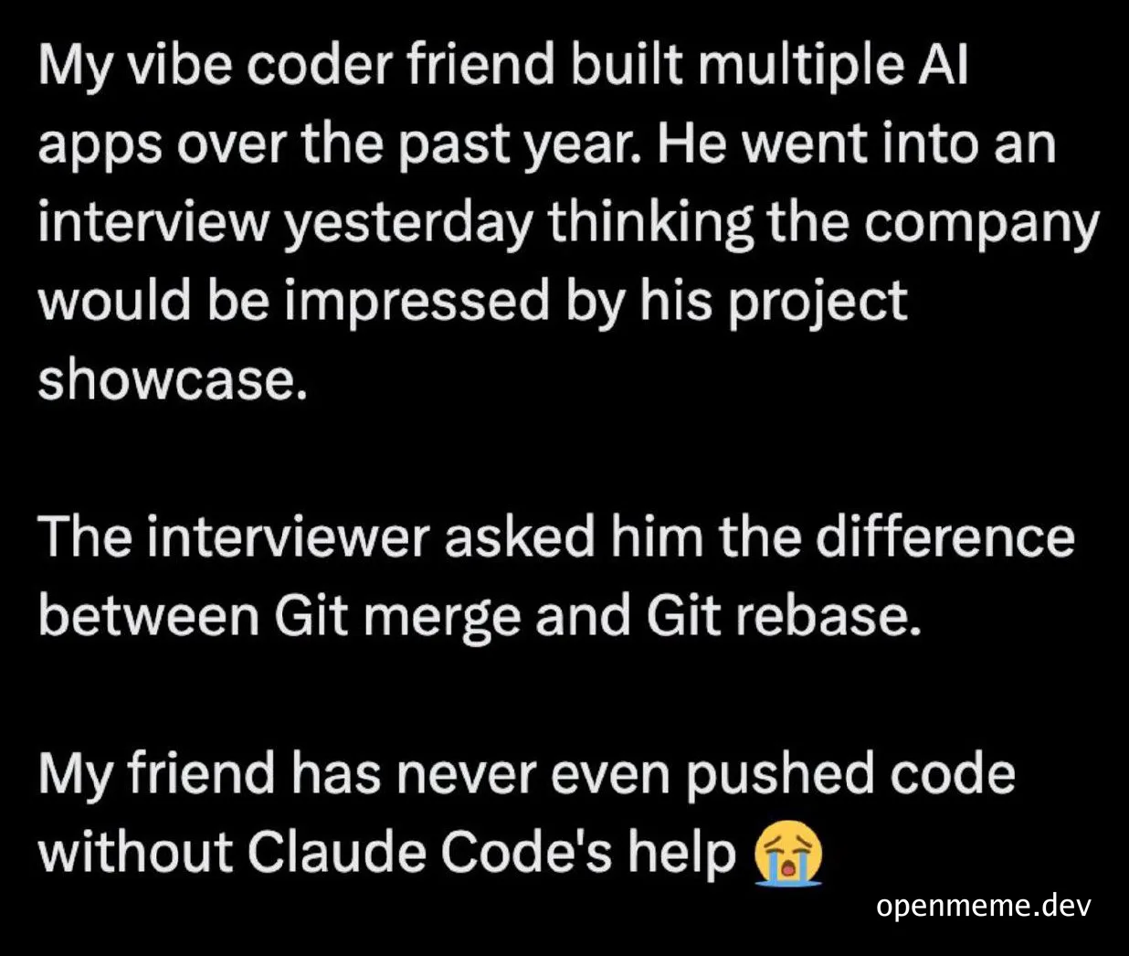 Coder friend fails interview due to lack of Git knowledge