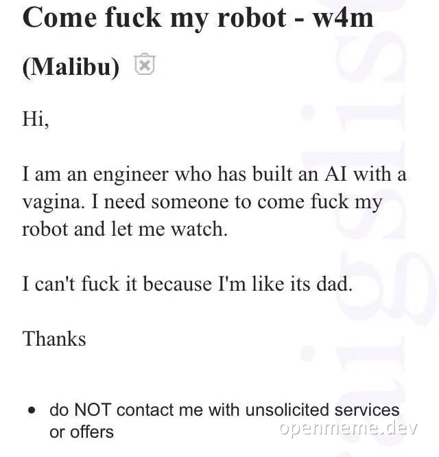 AI robot dating profile