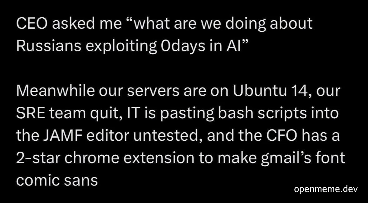 CEO priorities AI security over internal IT issues