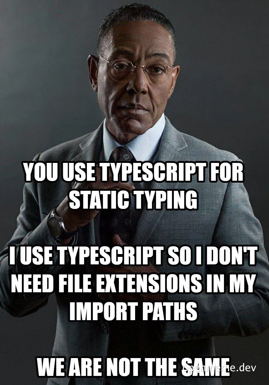 Meme of man in suit pointing, with text about TypeScript use cases