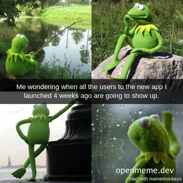 Kermit the Frog meme about waiting for app users