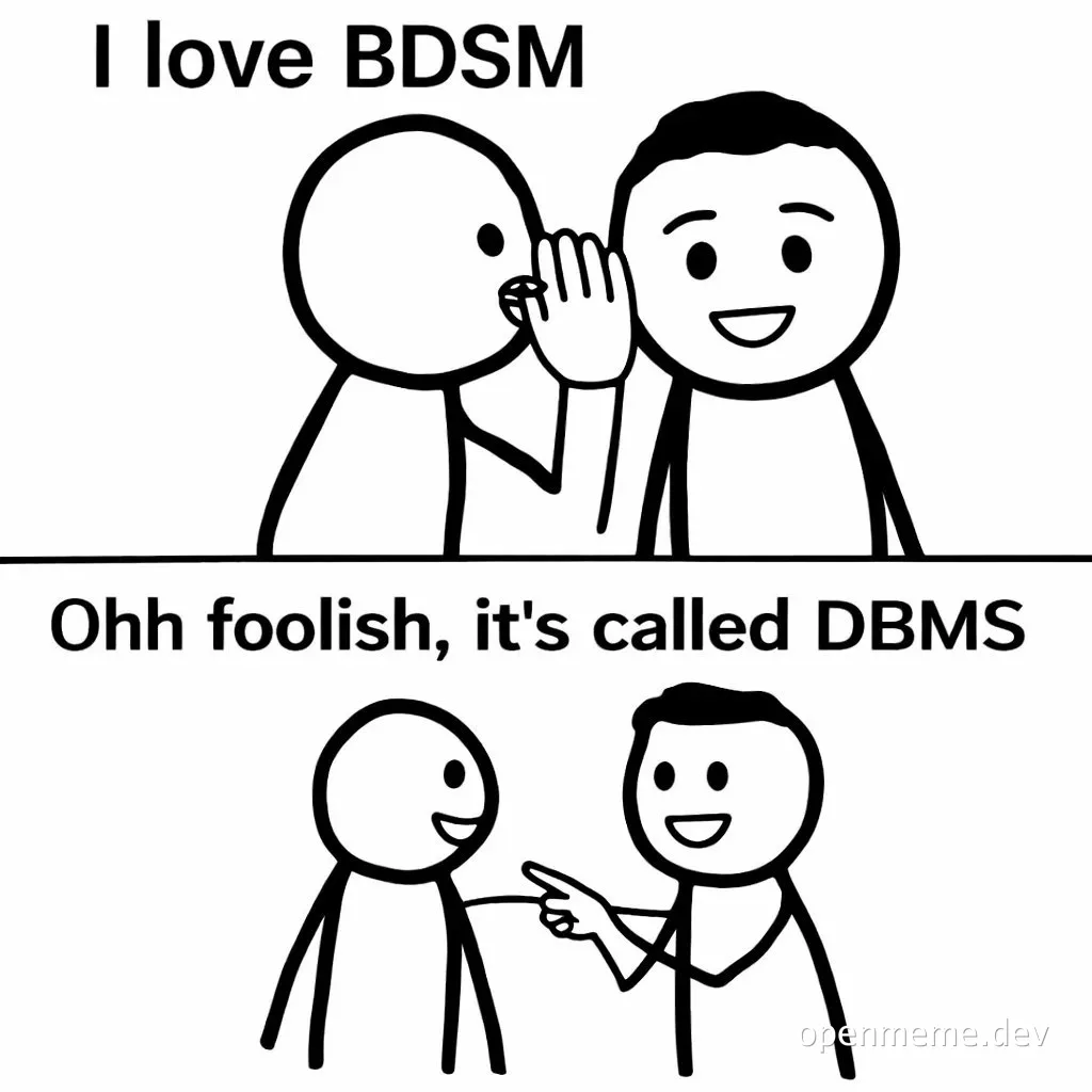 stick figure meme about BDSM DBMS