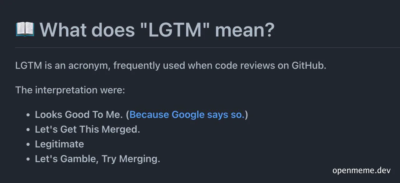 LGTM acronym meaning on GitHub