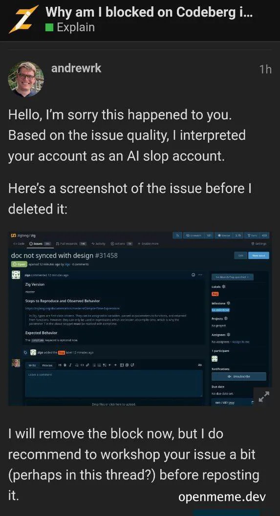 AI slop account meme