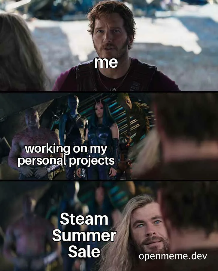 Guardians of the Galaxy characters reacting to Steam Summer Sale