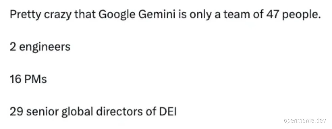 Google Gemini team size comparison meme