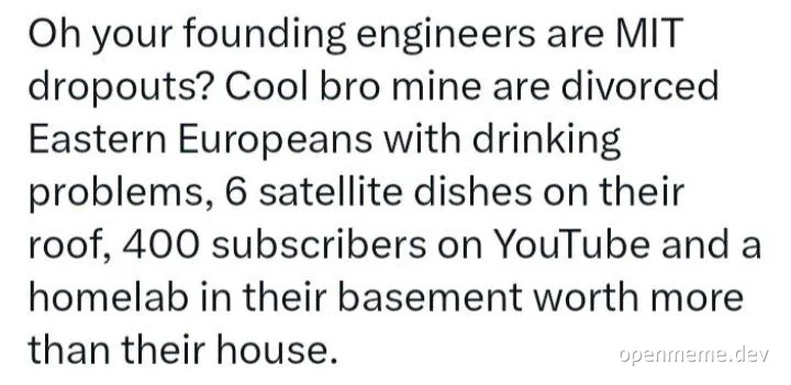 Text comparing founding engineers