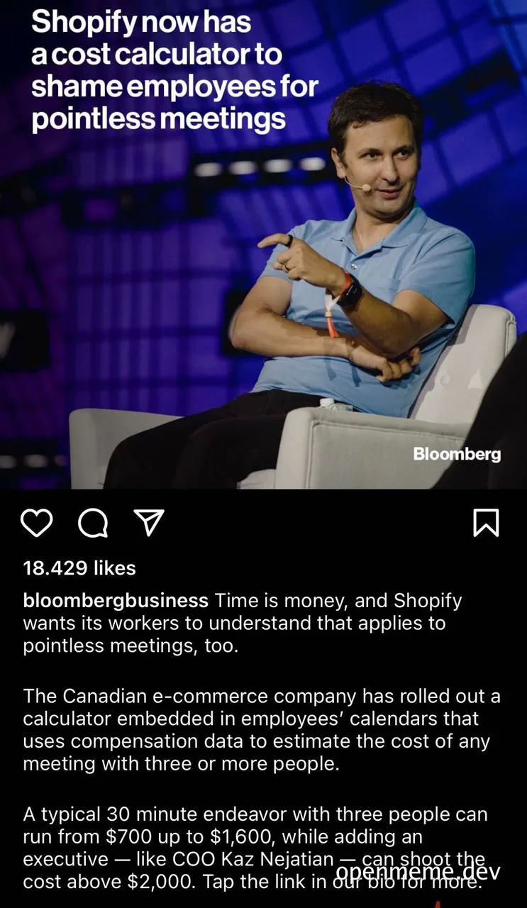 Shopify cost calculator for pointless meetings