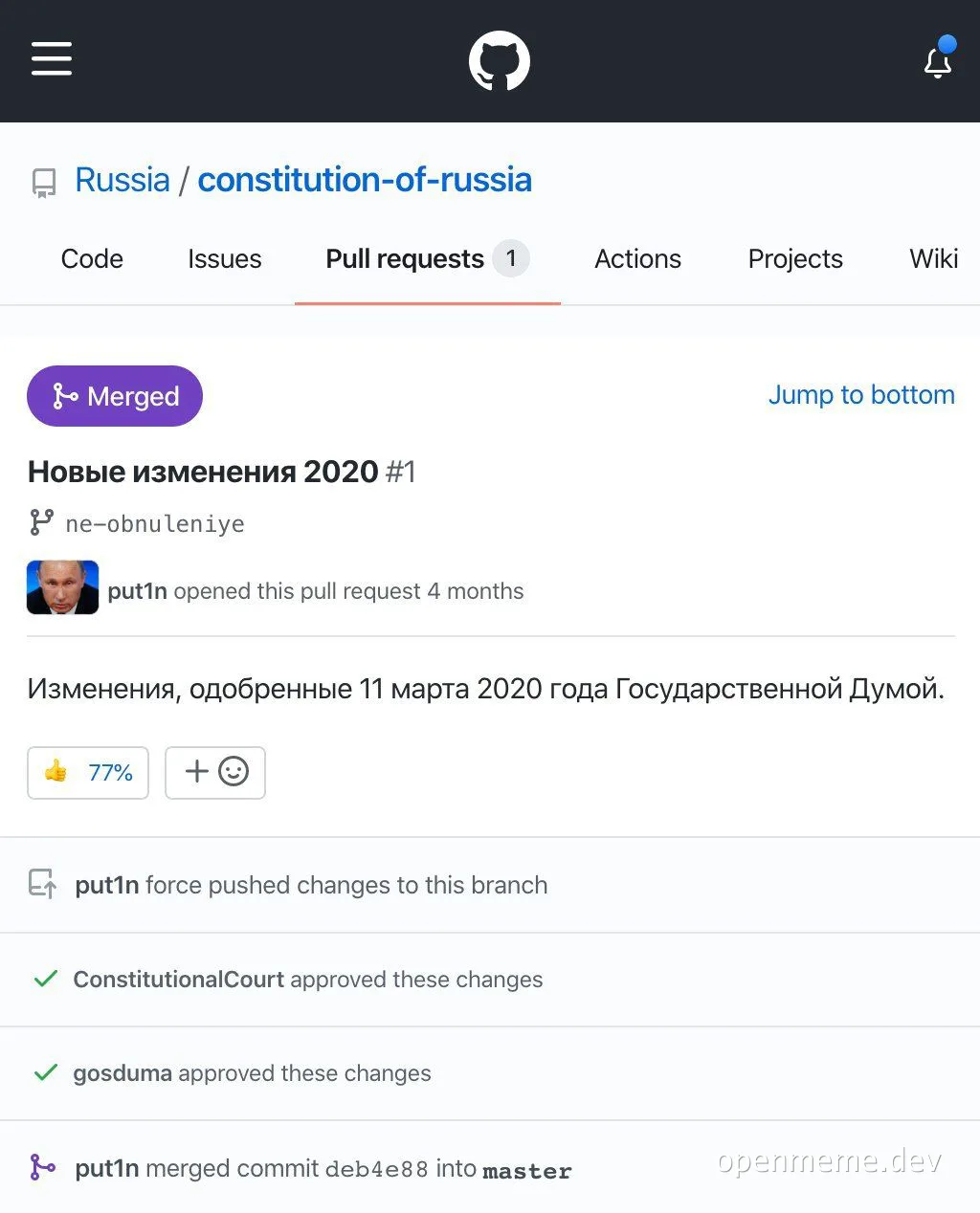 russian constitution github pull request meme