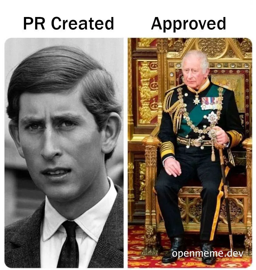 PR created vs approved meme