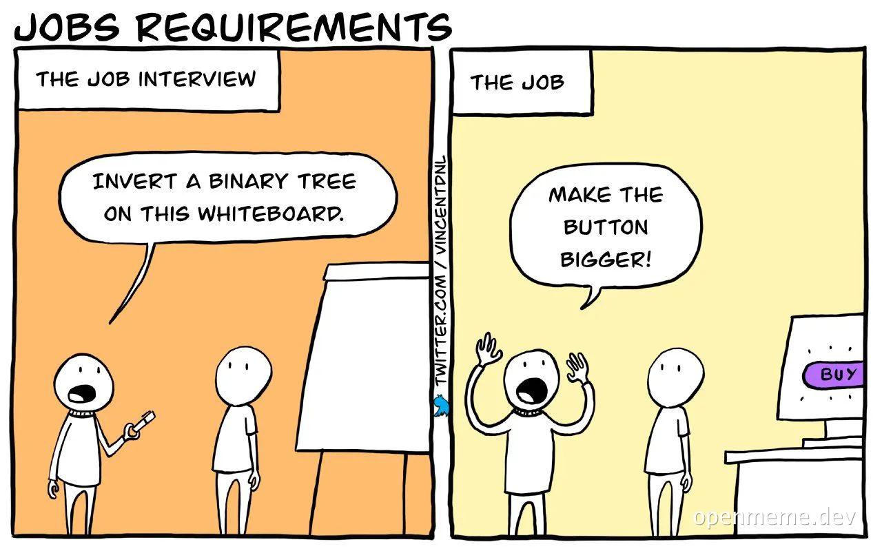 comic about job interview vs job requirements