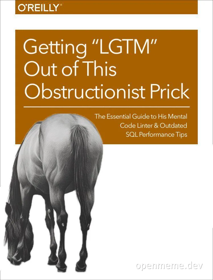 a horse looking at a book titled Getting LGTM Out of This Obstructionist Prick