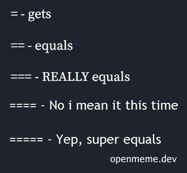 Escalating equals signs meme