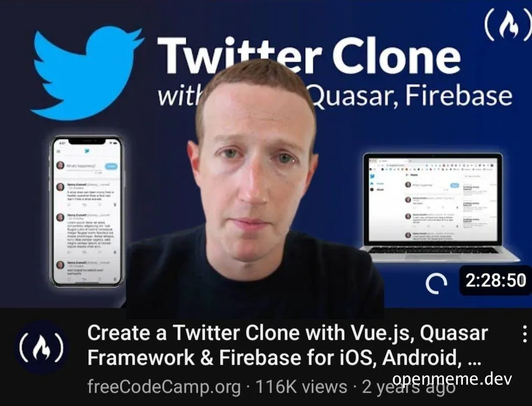 Elon Musk looking concerned with Twitter logo and mobile and laptop screens showing Twitter-like interface