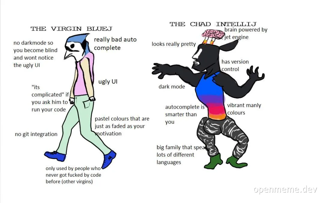 The Virgin BlueJ vs The Chad IntelliJ