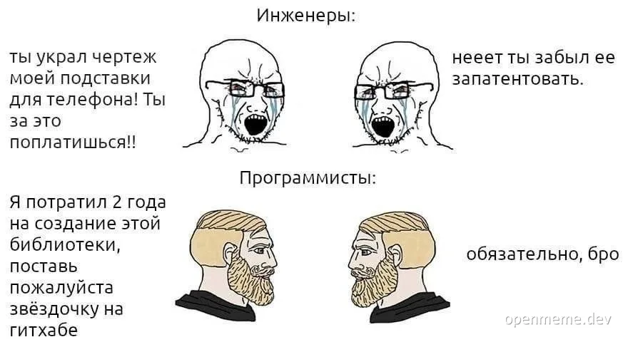 meme comparing engineers and programmers reactions to accusations