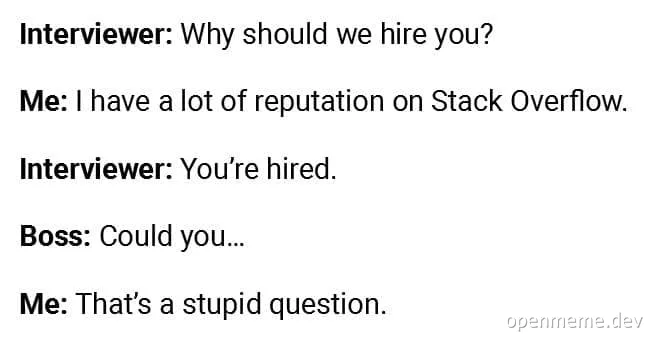Interview joke about Stack Overflow reputation