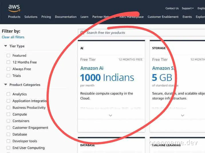 aws ai 1000 indians free tier