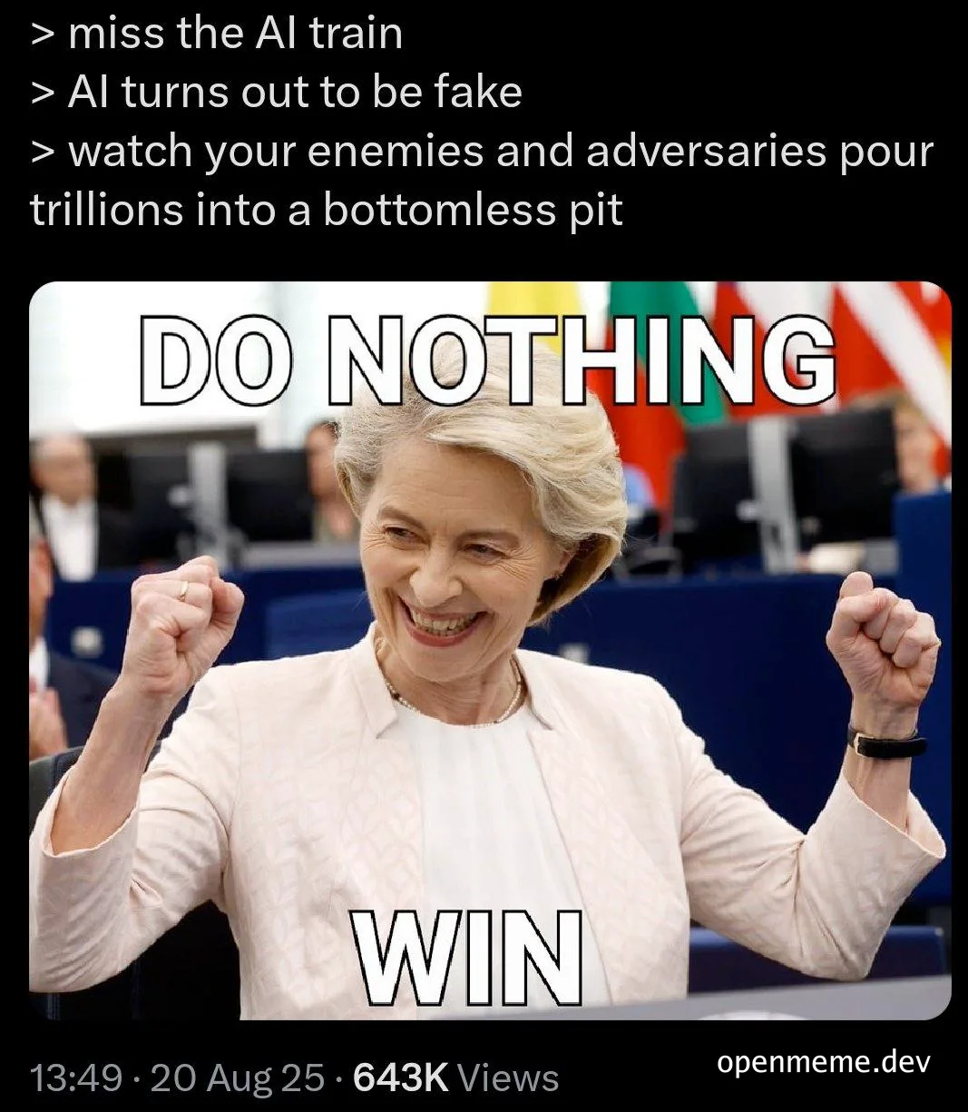 Woman with fists raised and text 'DO NOTHING WIN'