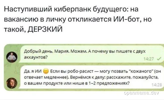 russian cyberpunk job interview ai chatbot responds