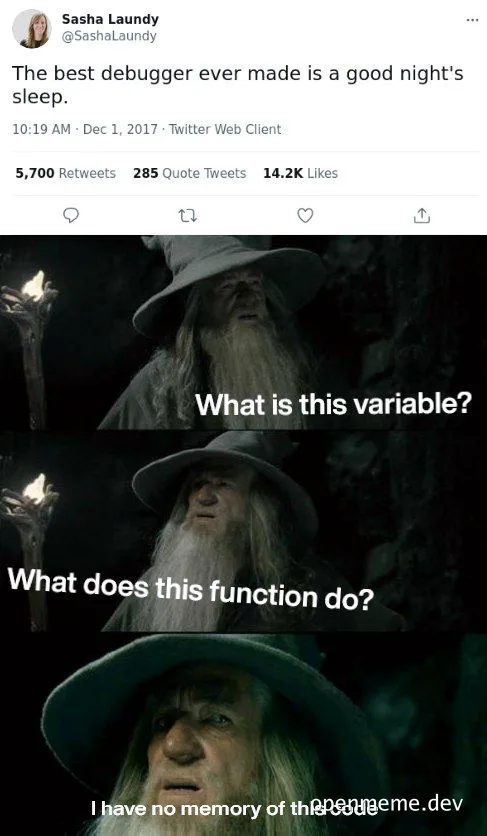 lord of the rings meme about debugging code