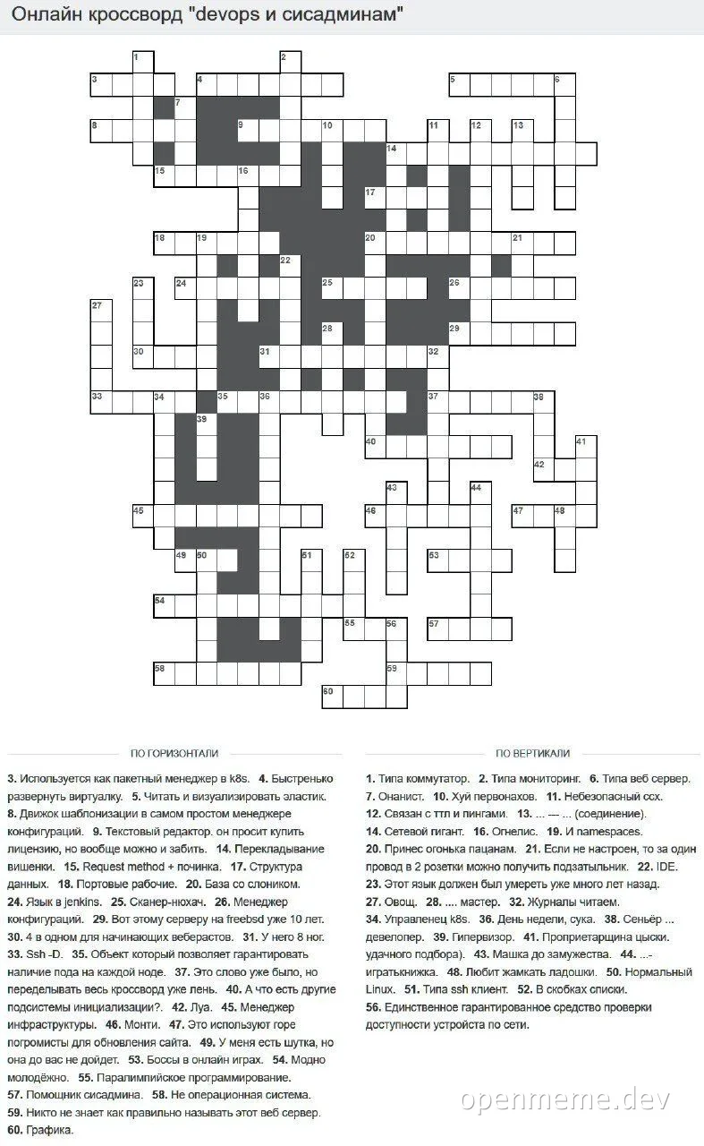 devops и сисадминам crossword puzzle