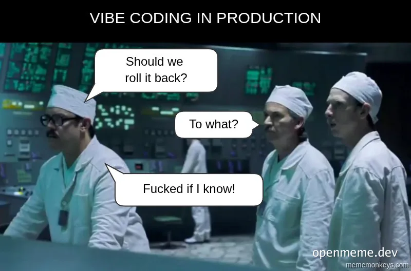 Three men in white lab coats discussing coding issues