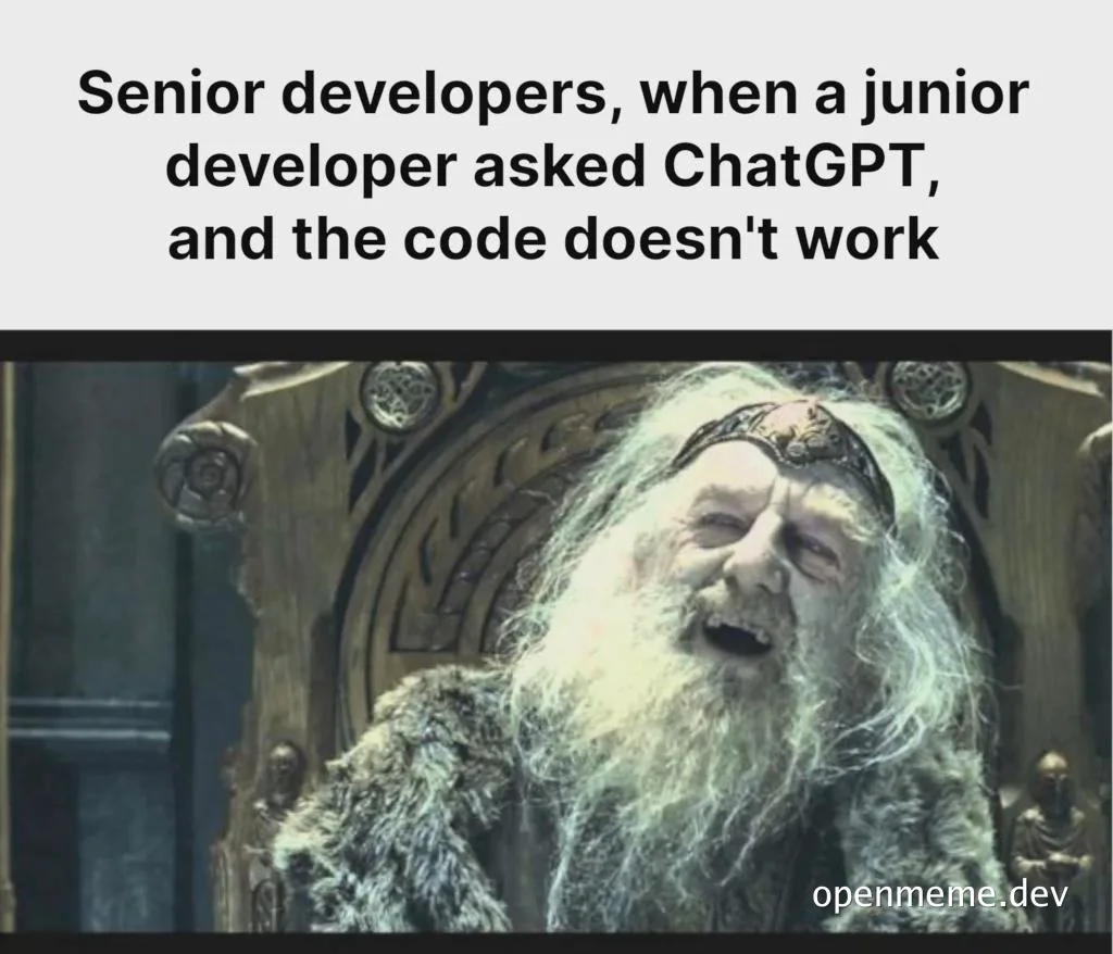 senior developer reaction to junior developer asking chatgpt for code