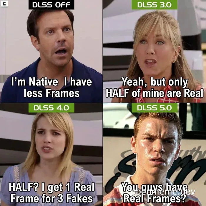DLSS meme comparing frame rates