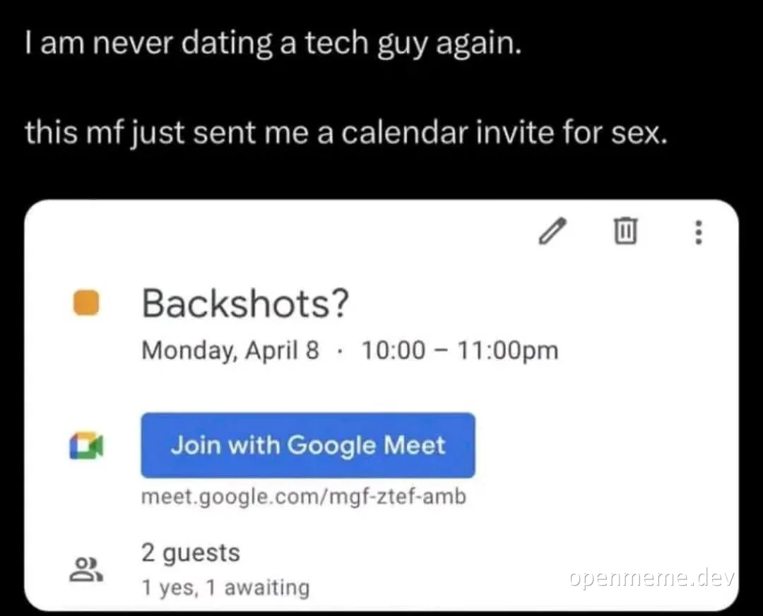 humorous calendar invite for a date